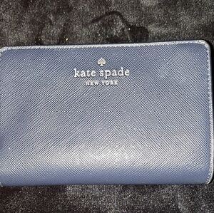 kate spade Navy Saffiano Leather Card Wallet with Silver Logo